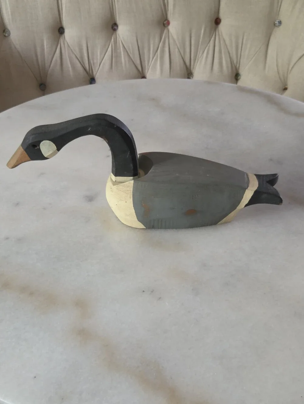 Hand-Carved Wooden Duck Goose Decoy With Adjustable For Posing / Removable Head